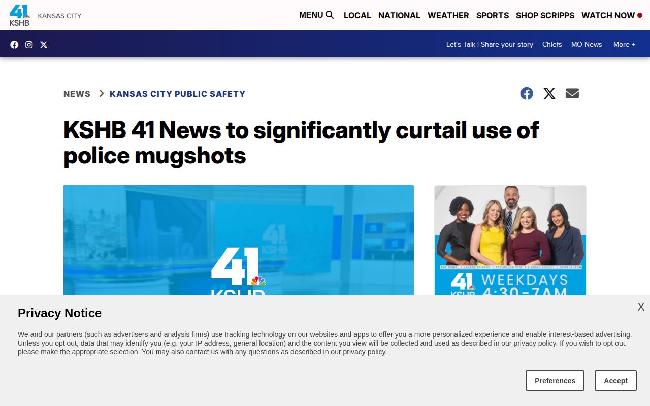 KSHB Johnson County crime news mugshot publication policy