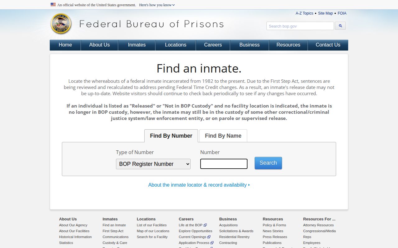 Federal inmate record search for a Johnson County custody question